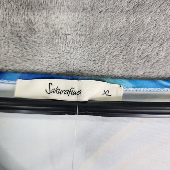 Women's Sakurafina Blouse Top Multicolor Abstract Print 3/4 Sleeve V Neck XL - Picture 6 of 11